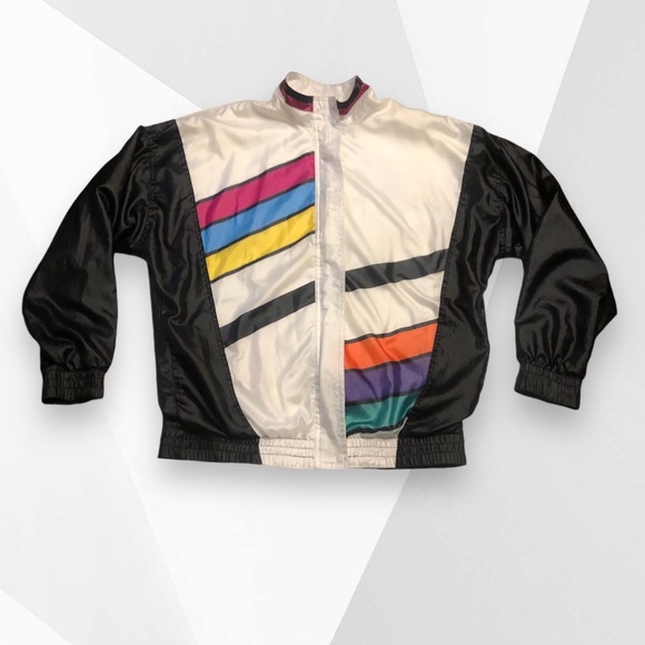Tail Jackets & Blazers - 80’s Colorblock Tennis Windbreaker Zip Bomber Athletic Jacket Medium by Tail